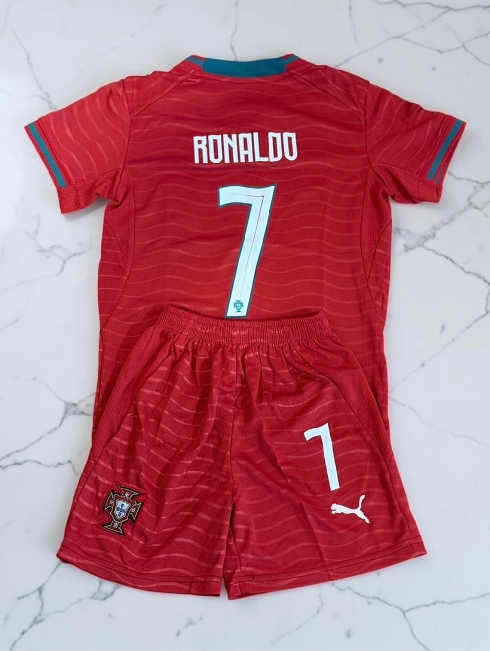 Ronaldo Portugal 2026 Home Kids Soccer Kit Jersey Shorts CR7 #7